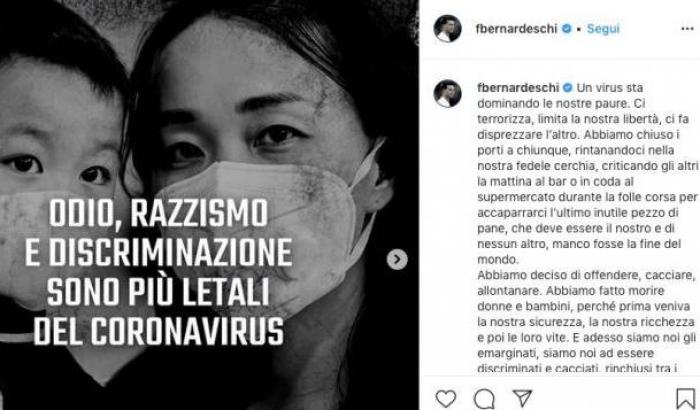 Bernardeschi all'attacco: "Odio e razzismo sono più letali del coronavirus"